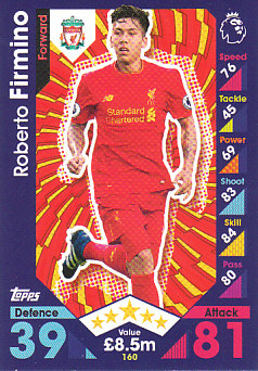 Roberto Firmino Liverpool 2016/17 Topps Match Attax #160